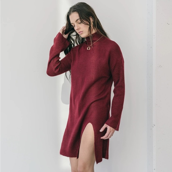 BiBi Dresses & Skirts - BiBi Deep Red Long Sleeve sweater Dress